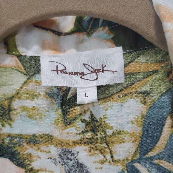 Panama Jack Tropical Floral Safari Zebra Linen Blend Sleeveless Top Size Large - Picture 2 of 6